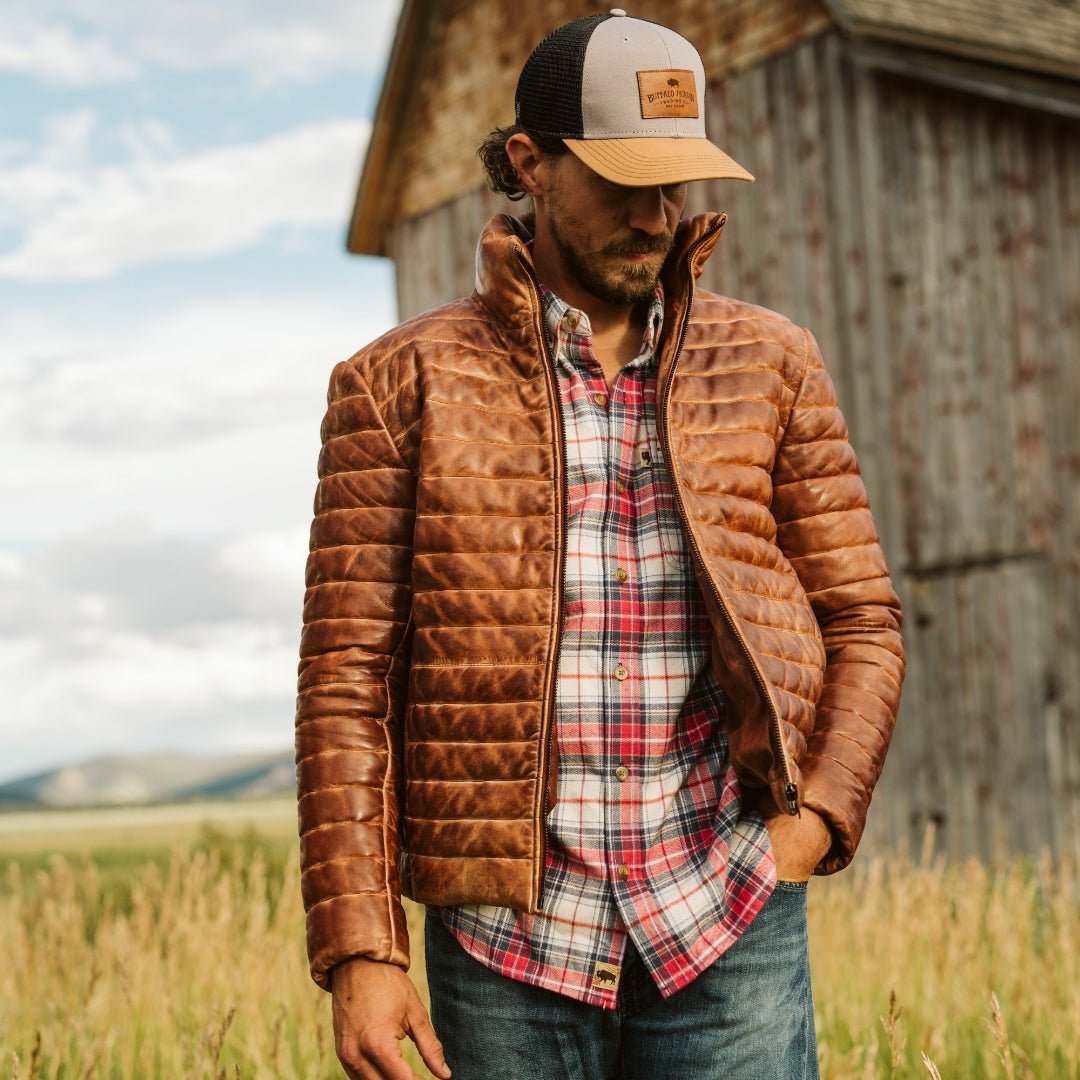 Mormon Row - Mens Rugged Leather Down jacket