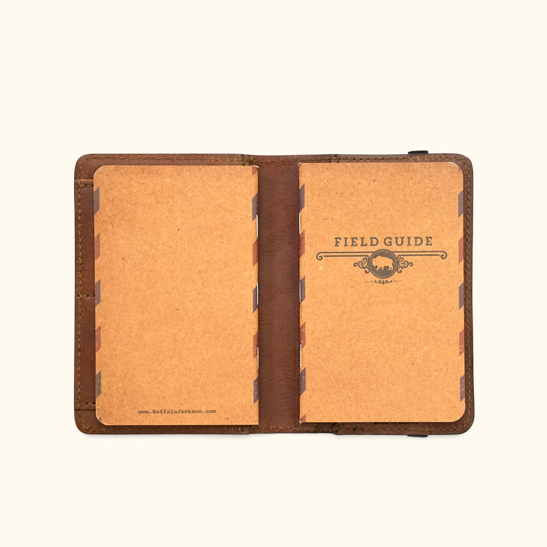 Men's Rugged Leather Field Notes Cover & Travel Wallet | Chestnut Brown