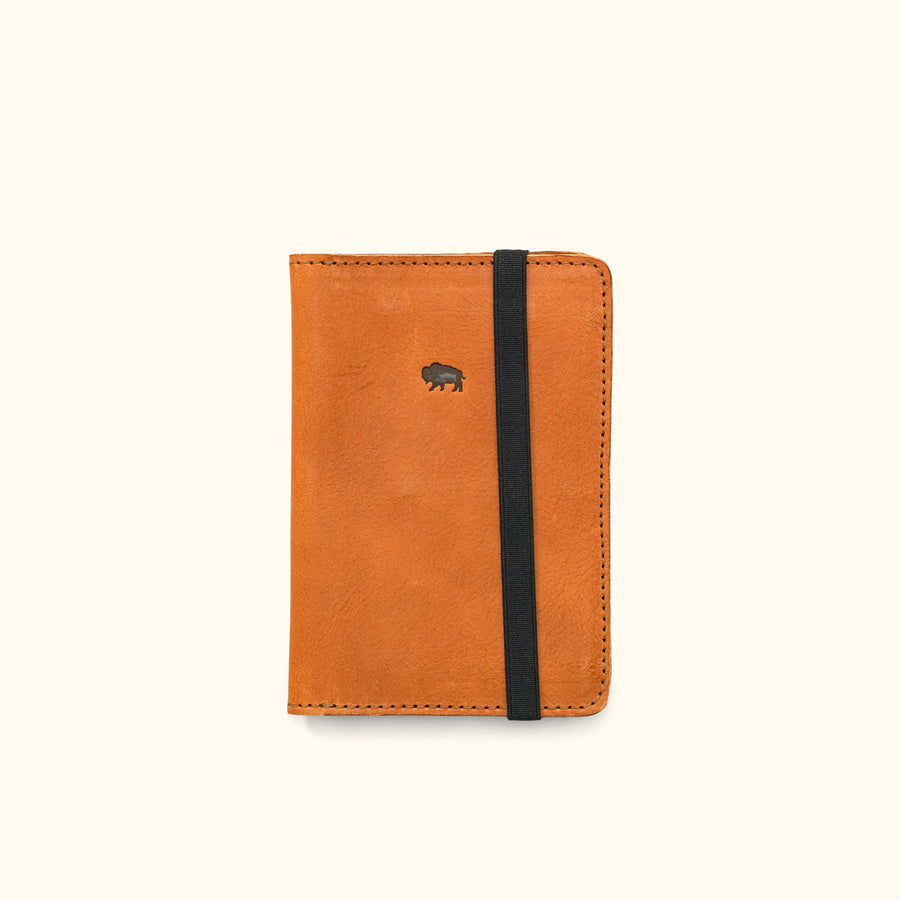 Men's Rugged Leather Field Notes Cover & Travel Wallet | Saddle Tan