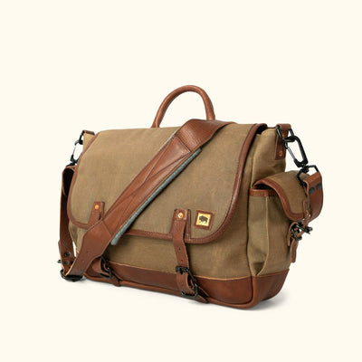 Vintage Canvas Messenger Bag Khaki turned