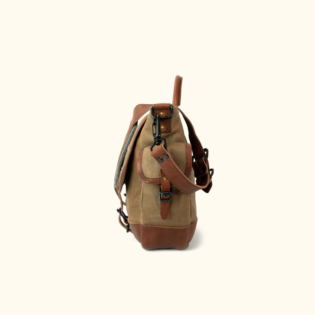 Rugged Waxed Canvas Messenger Bag Khaki Side