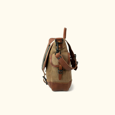 Rugged Waxed Canvas Messenger Bag Khaki Side