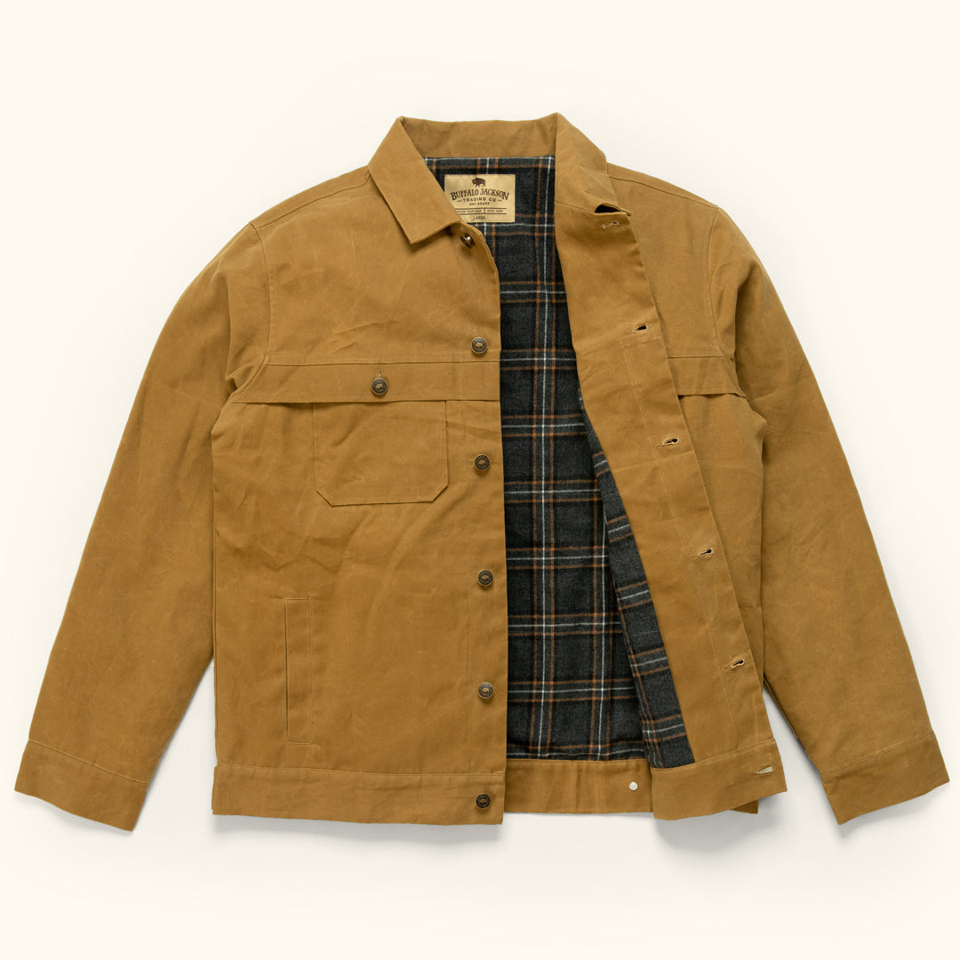Mens Canvas Trucker Jacket tobacco tan