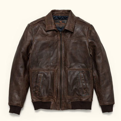 Ranger Leather Bomber Jacket | Distressed Brown hover