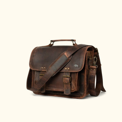 Rugged Leather Camera Bag | Dark Oak turned