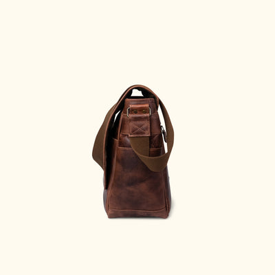 Leather Satchel Messenger Bag - Large | Dark Oak side