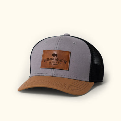 Buffalo Jackson Trucker Hat with Leather logo patch - tan