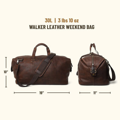 Vintage Leather Weekend Bag | Vintage Oak interior Sizing