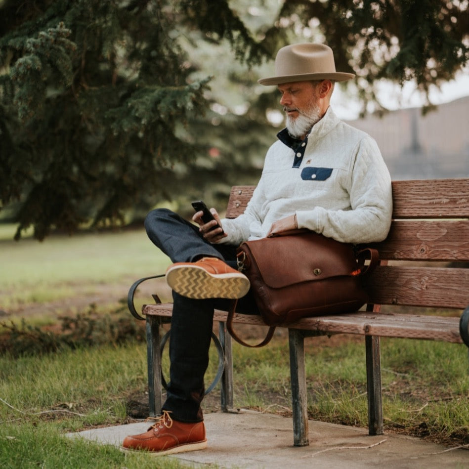 Mens vintage 2021 Quilted Pullover | Ecru Heather