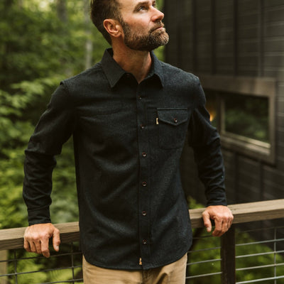 mens best Gunnison Wool Blend Solid Flannel Charcoal