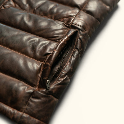 Bridger Leather Down Vest | Tan & Brown