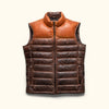 Bridger Leather Down Vest | Tan & Brown hover