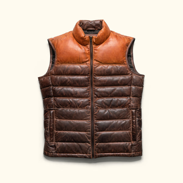 Vintage Leather Puffer Vest, Outdoor Vest