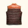 Tough leather puffy vest for men