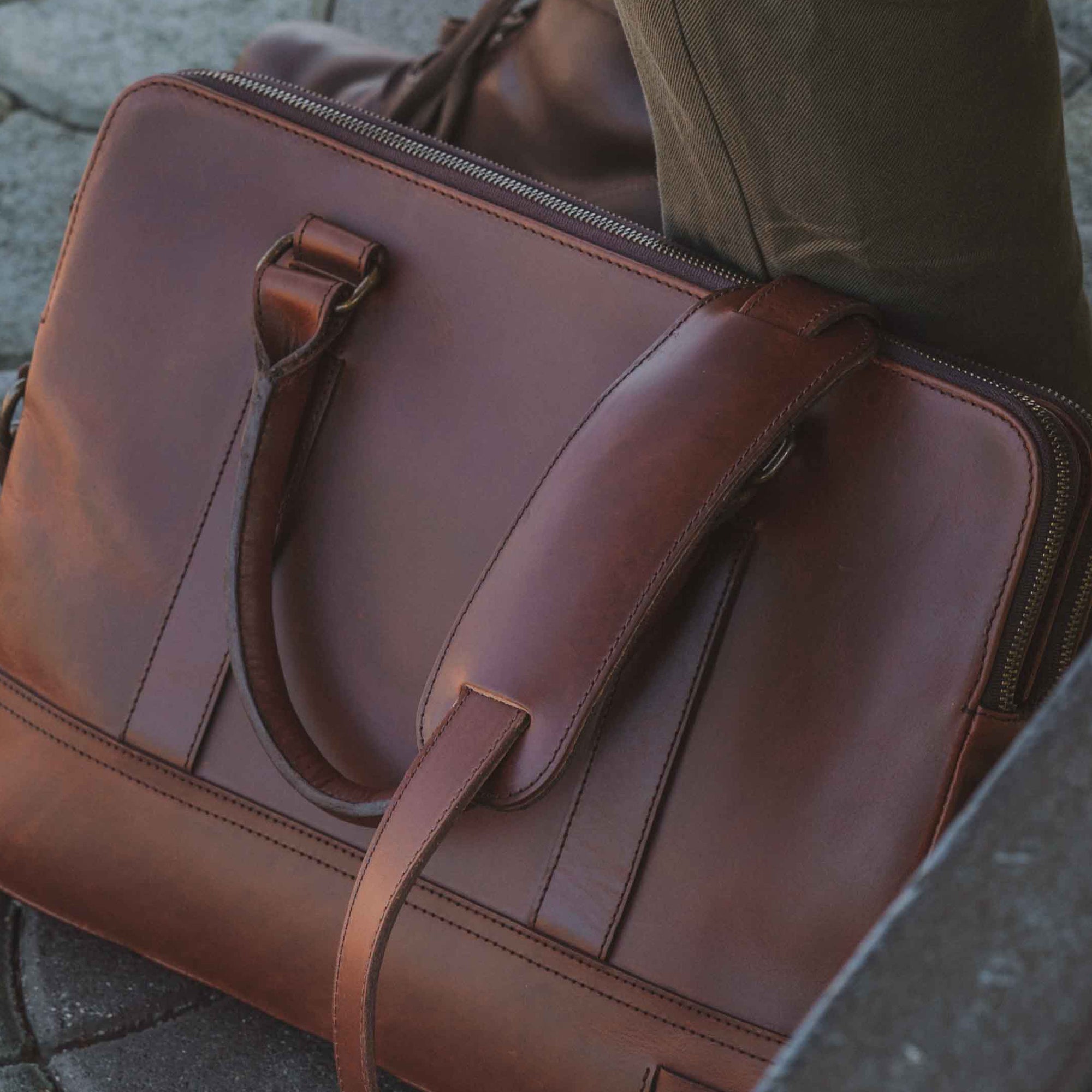 Men's Vintage Leather Attache Case Brown
