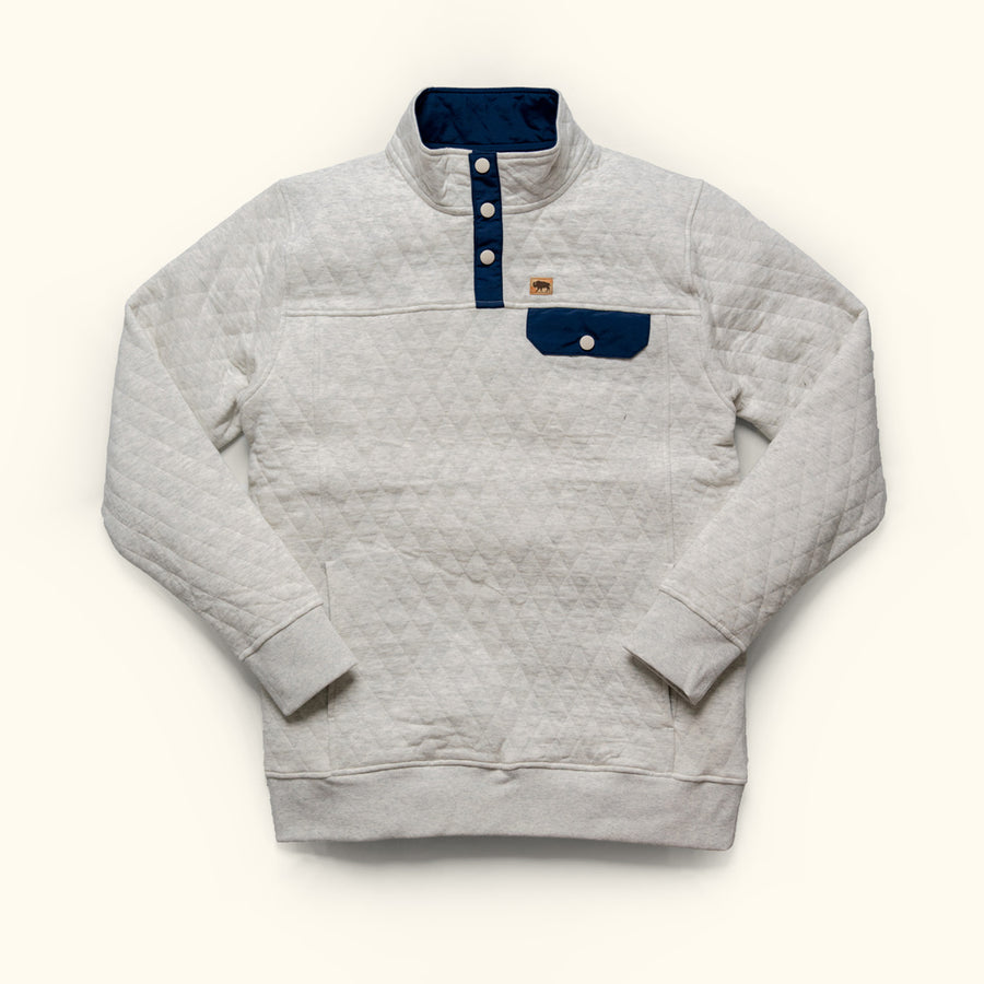 Tough warm 2021 Quilted Pullover | Ecru Heather