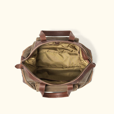 Men's Rugged Canvas Weekend Bag Khaki interior