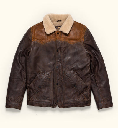 Jackson Leather western jacket in brown and Tan