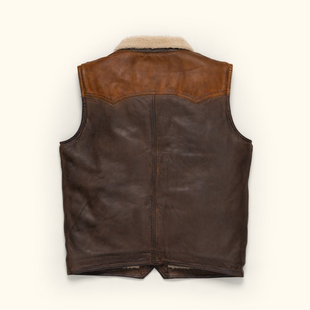 Mens best leather down vest for winter