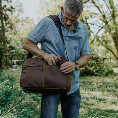Modern Leather Pilot Bag | Vintage Oak