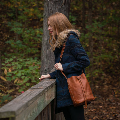 Women's Leather Bucket Bag | Saddle Tan hover