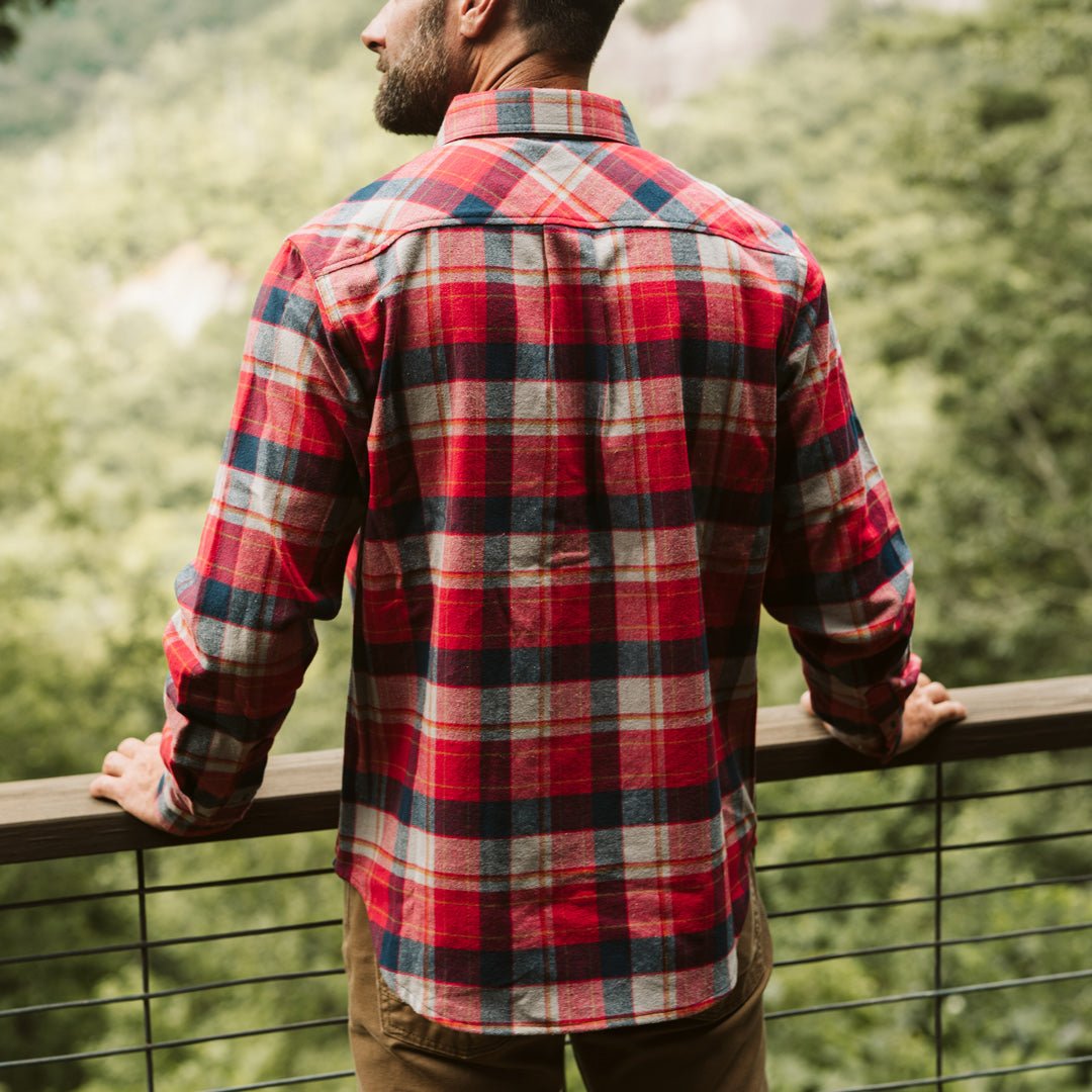 mens tough Fairbanks Flannel Shirt Red Plaid