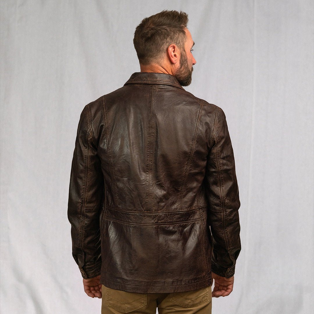 Mens Rugged Leather Barn Coat
