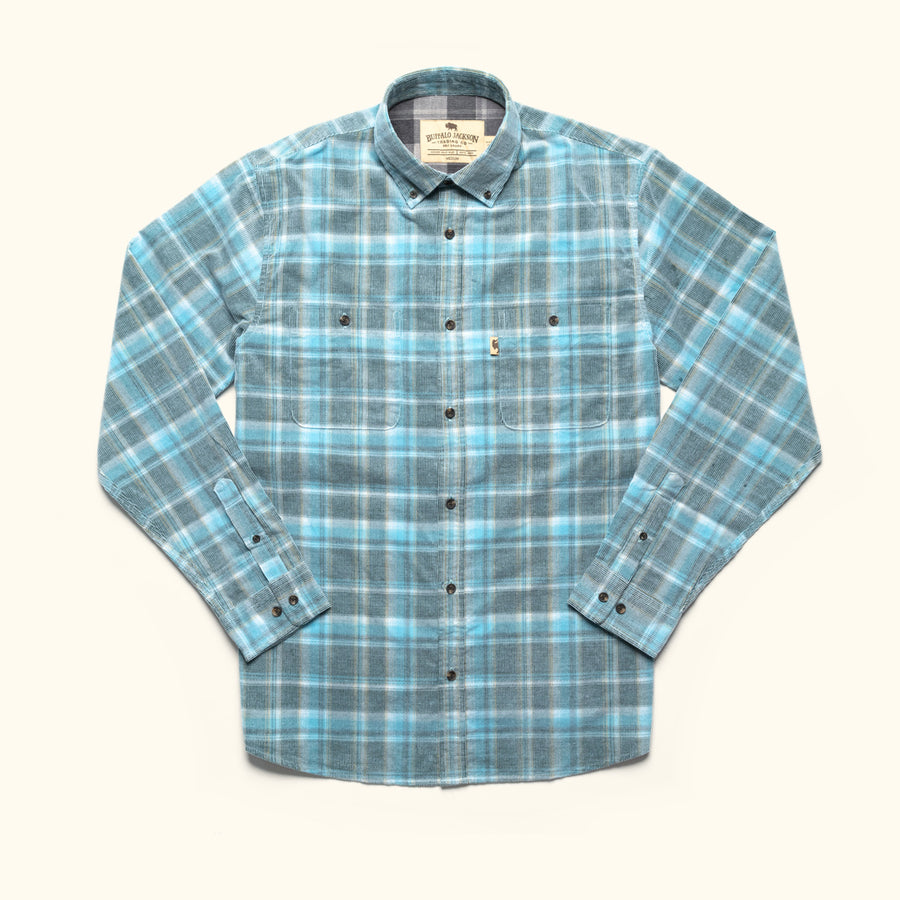 rugged cold weather Montana Corduroy Shirt | Plaid Blue