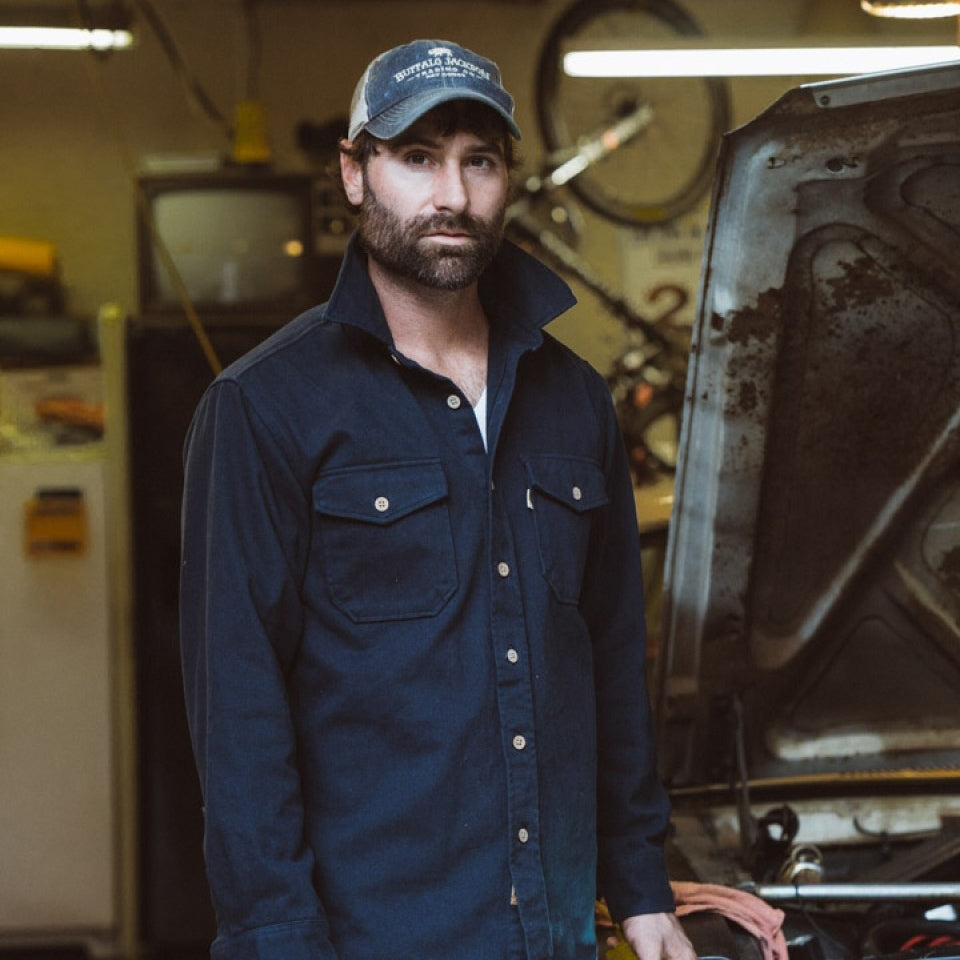 Gunner Cotton Twill Shirt Jac - Lost Cove Navy