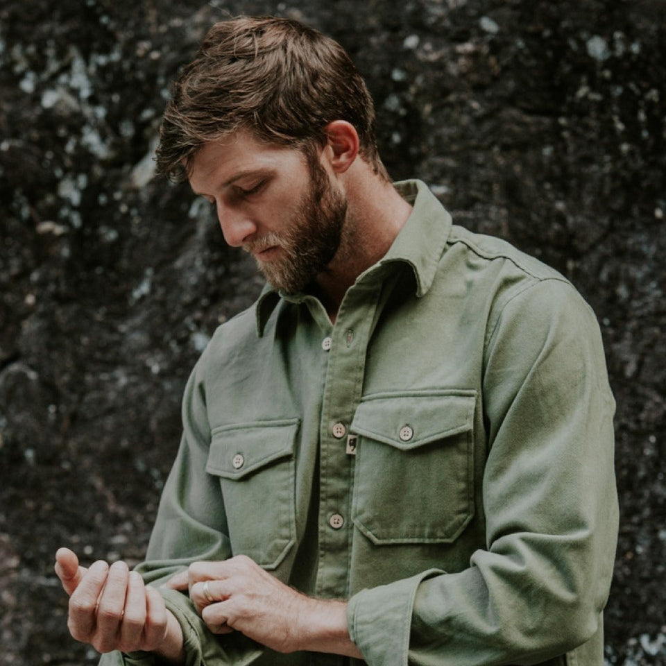 Gunner Cotton Twill Shirt Jac - Sage Brush Green