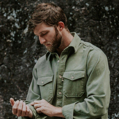 Gunner Cotton Twill Shirt Jac - Sage Brush Green