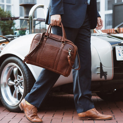 Ryder Reserve Bison Leather Laptop Briefcase | Brown hover