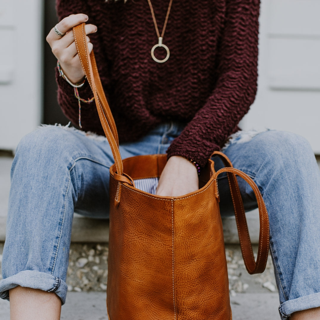 Madison Leather Tote | Saddle Tan
