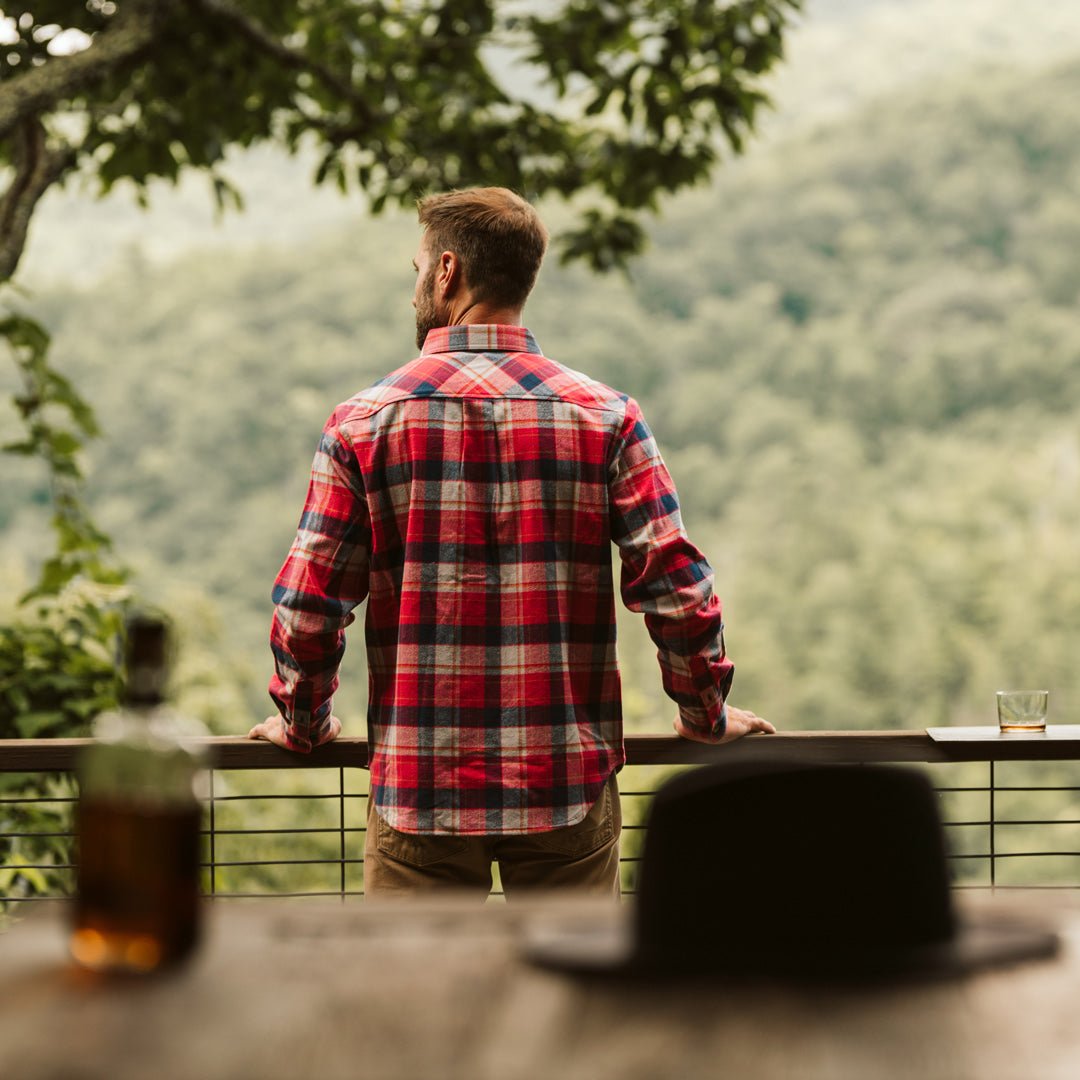 classic fall Fairbanks Flannel Shirt Red Plaid