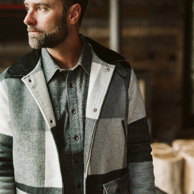 tough Ellis Wool Jacket | Gray Valley Plaid and Corduroy