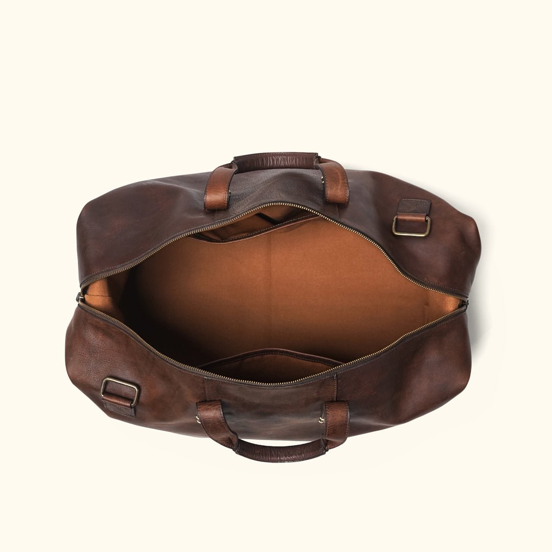 Vintage Leather Weekend Bag | Vintage Oak interior