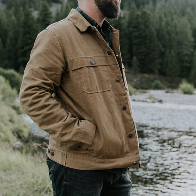 Rugged waxed canvas trucker jacket