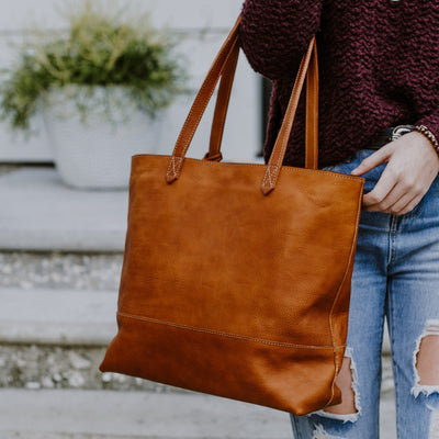 Madison Leather Tote | Saddle Tan