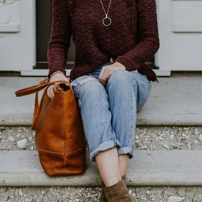 Madison Leather Tote | Saddle Tan