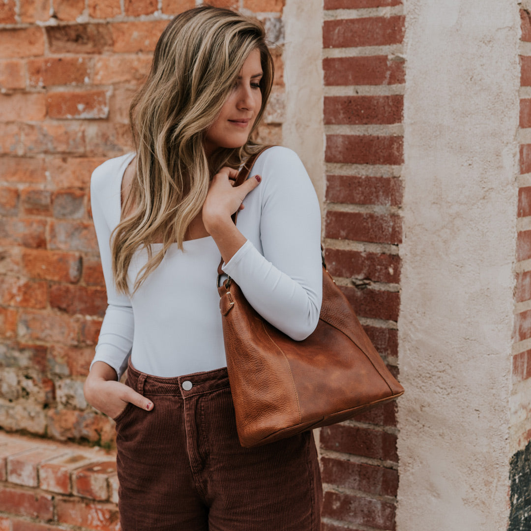 Walker Leather Shoulder Bag | Rustic Tan hover