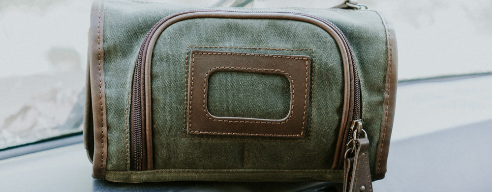 Men's Leather Dopp kits with Canvas and Toiletry Kit
