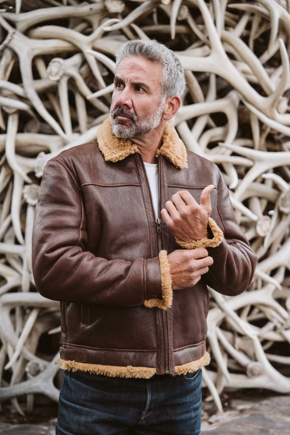  Men Lamb Fleece Button Leather Coat Fleece Jacket Long