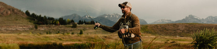 Man fly fishing outside Jackson Hole WY