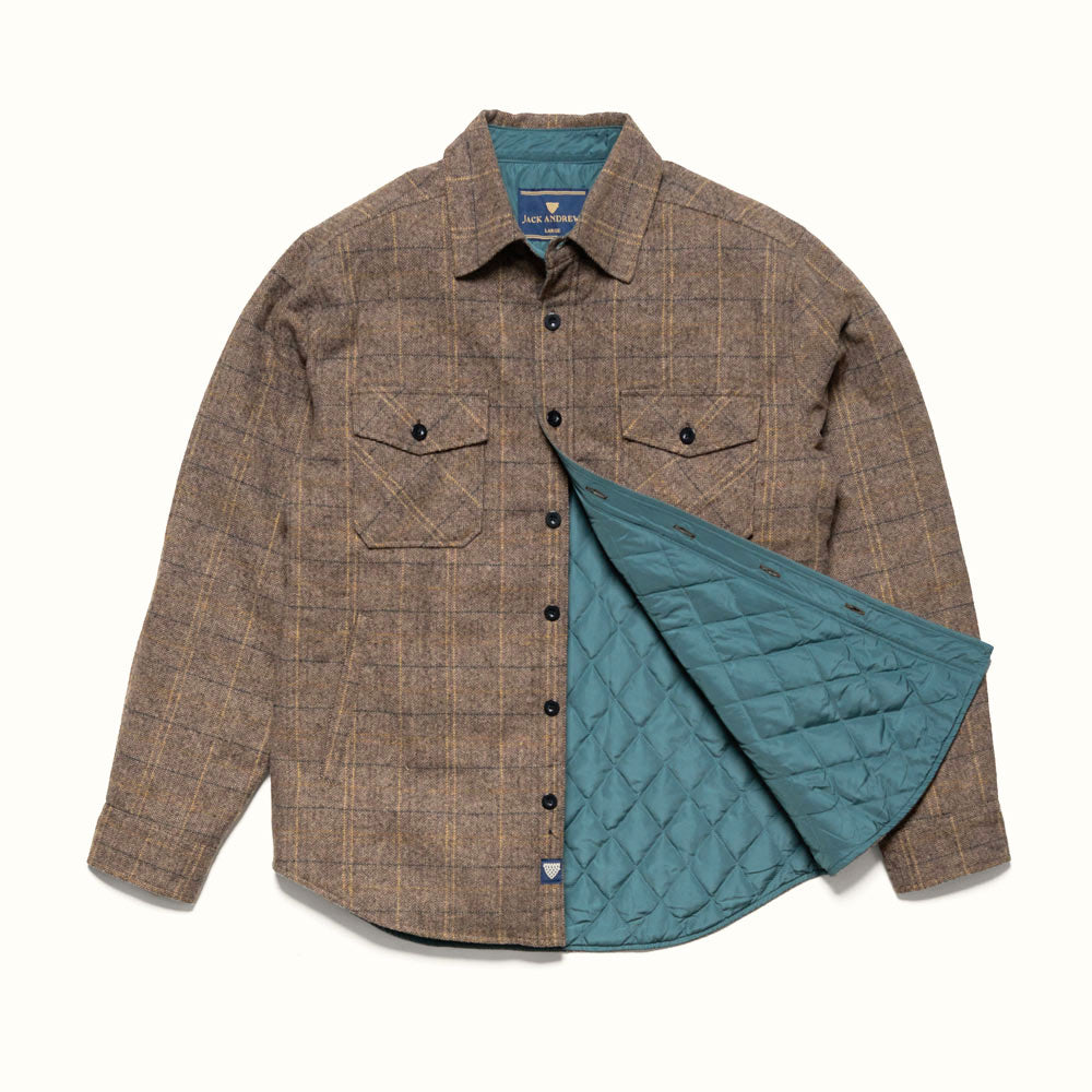 3B6S JB（ジョン・バートン）ナイロン ツイード調/ ダークブラウン Aberdeen-Wool-Twill-Shirt-Jac-