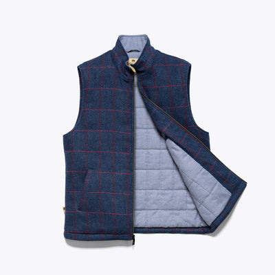 Ashton Wool Herringbone Vest | Clan Blue