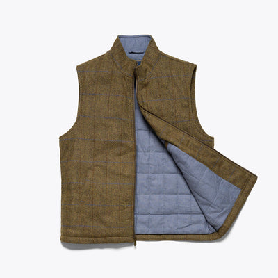 Ashton Wool Herringbone Vest - Mosswood