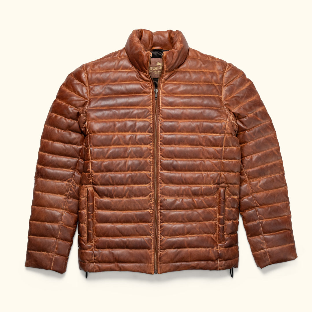 Leather Puffer Down Jacket