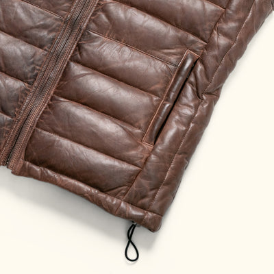 Toggles - Dark Brown Down Leather Vest