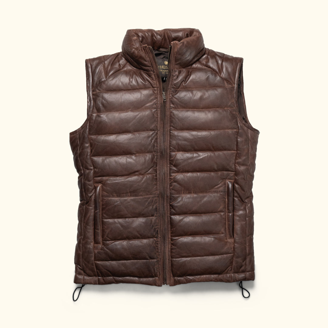 Buffalo Jackson Trading Co. Bridger Leather Down Jacket | Tan & Brown - L