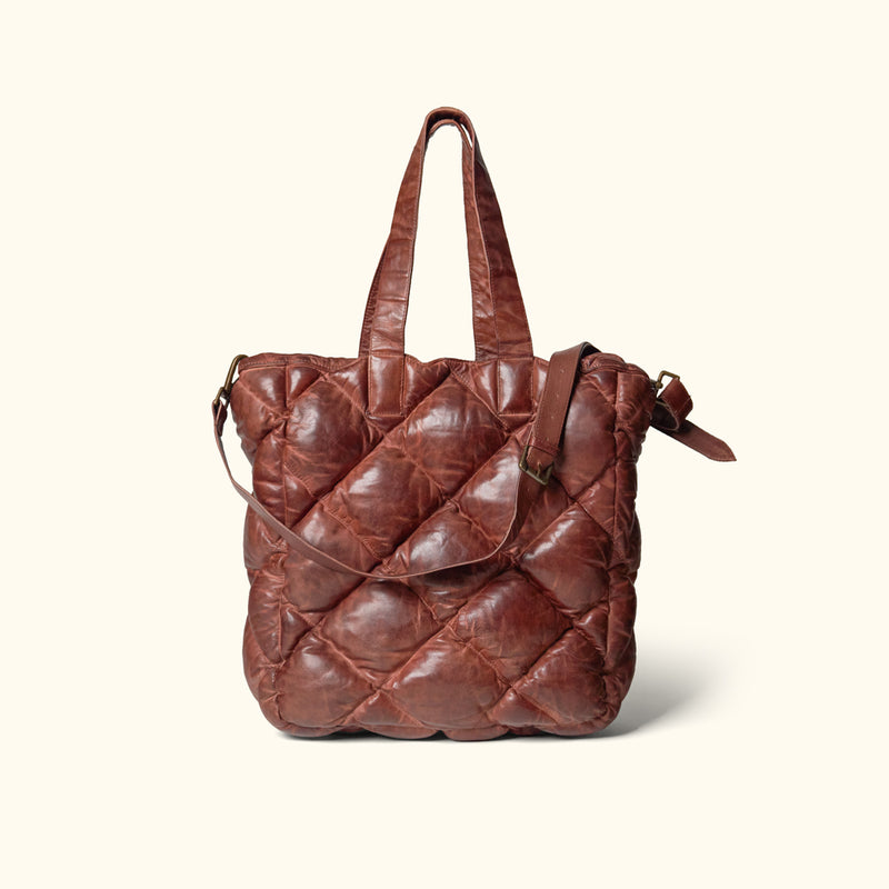 Puffy Women's Large Leather Tote Bag Buffalo Jackson Dark Brown